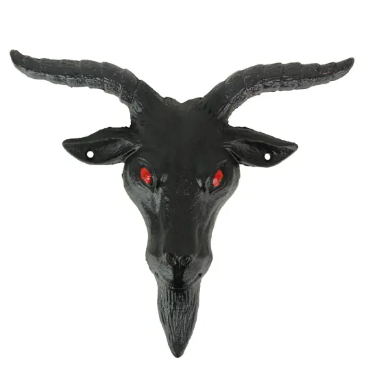 Black Enamel Cast Iron Baphomet Head Wall Mounted Sculpture Hanging Home Decor {1}