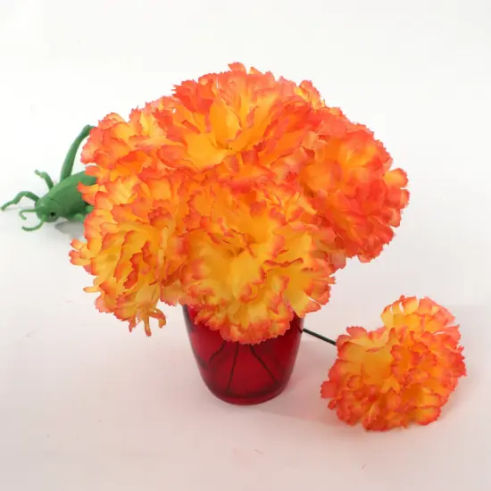LGBT Carnation Picks: Set of 100, 3.5" Wide, Silk Flowers, Floral Home by Artificial Flowers Orange {6}