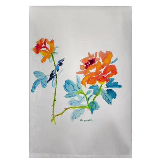Betsy Drake Bird and Roses Guest Towel {1}
