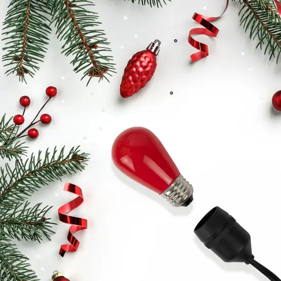 Northlight Opaque LED S14 Edison Style Christmas Replacement Bulbs - Red - Pack of 25 {3}
