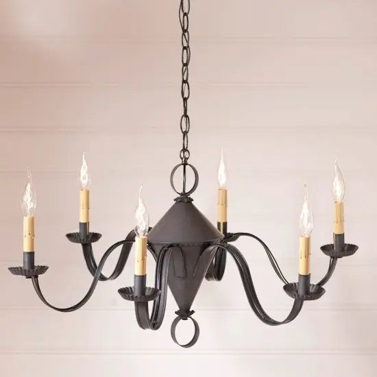 Irvins Country Tinware 6-Arm Public House Chandelier in Kettle Black {3}