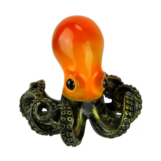 Orange and Antique Bronze Coastal Art Octopus Coiled Tentacles Accent Lamp Small {1}