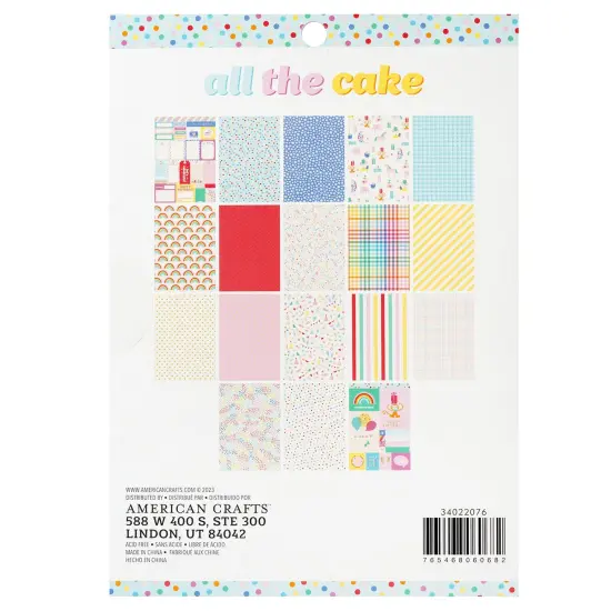 Pebbles All The Cake Single-Sided Paper Pad 6"X8" 18/Pkg-With Gold Foil {2}
