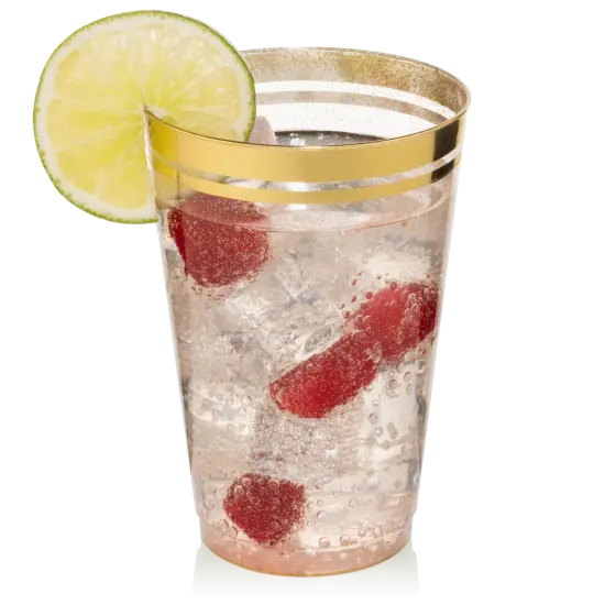 100ct. Cups Glitter-Gold Rim Plastic Disposable Glasses, Elegant Parties, Special Events, Weddings 12, 14, or 16 oz. {7}
