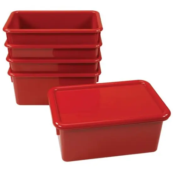 Kaplan Early Learning Company Storage Bins with Lids - Set of 5 - Red {1}