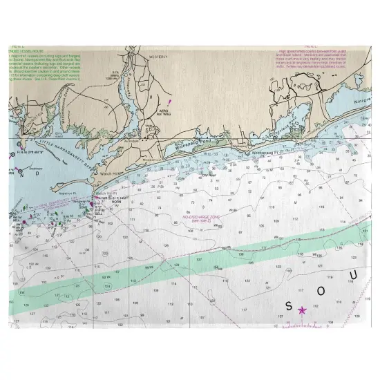 Betsy Drake Block Island Sound, RI Nautical Map Place Mat Set of 4 {1}