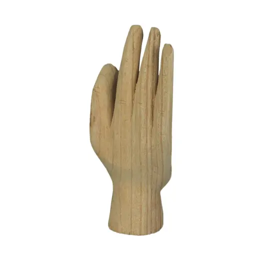 Carved Wooden A-OK Hand Gesture Statue Natural Finish 8 Inches High {4}