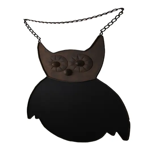 Rustic Brown Finish Owl Decorative Metal Chalkboard Wall Hanging 21 Inch {3}