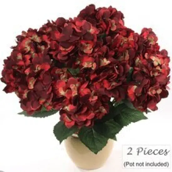 Set of 2 Burgundy Hydrangea Bushes | Lifelike Artificial Flowers with Timeless Elegance for Home Decor, Floral Arrangements, and Outdoor Landscapes | Floral Home by Artificial Flowers {4}