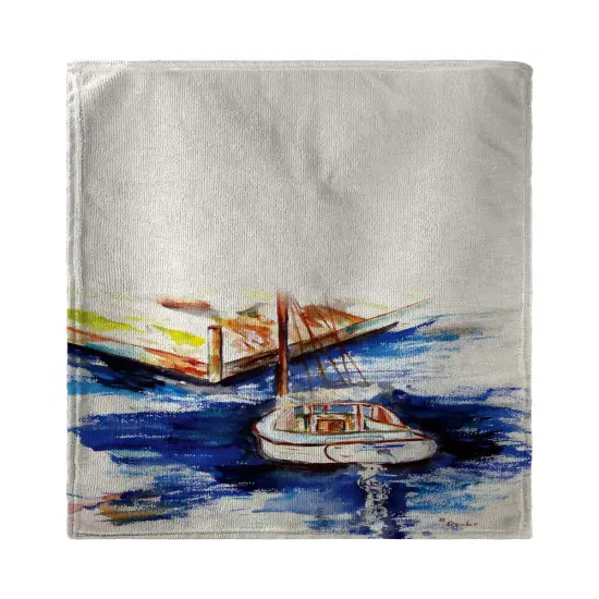 Betsy Drake Sailboat & Dock Beach Towel {1}