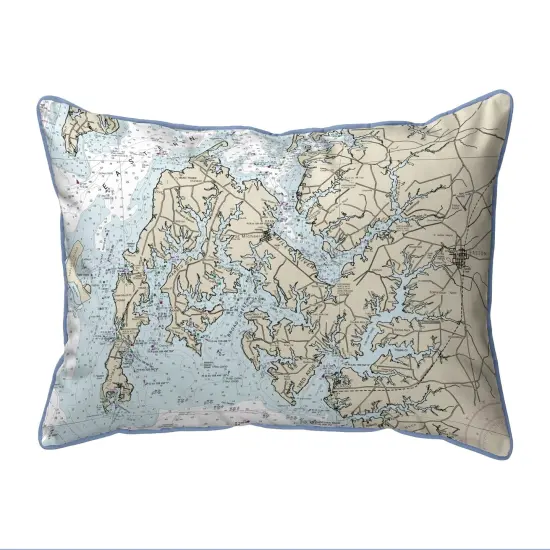 Easton, MD Nautical Map Pillow 20x24 &ndash; Extra Large Zippered {1}