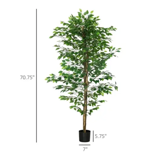 6ft Artificial Tree Ficus for Indoor Outdoor Home Decor, Fake Tree {2}