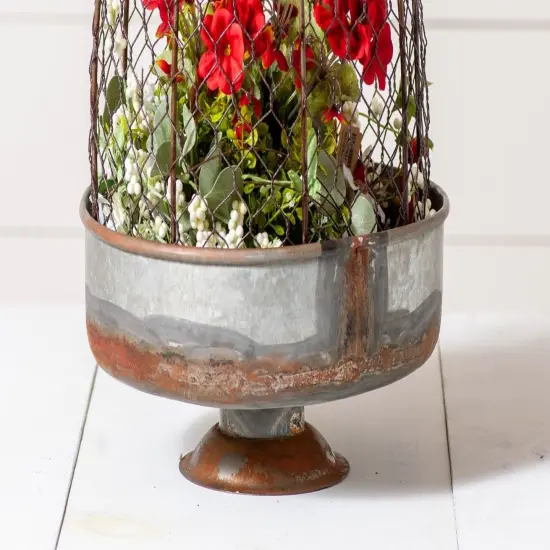 Irvins Country Tinware Chicken Wire Dome Planter Grey {4}
