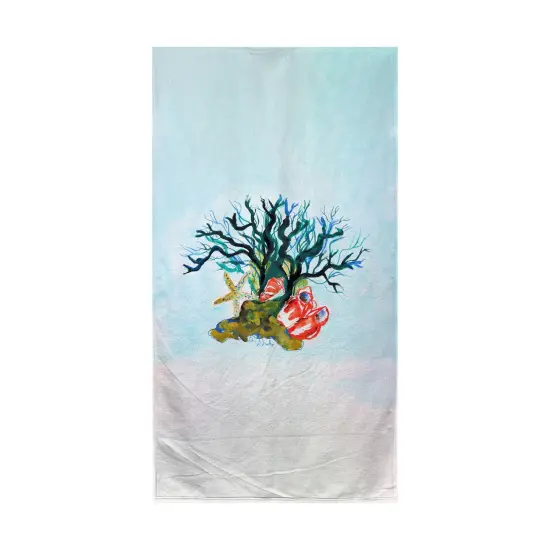 Betsy Drake Starfish Coral Shells Beach Towel Multicolor {1}