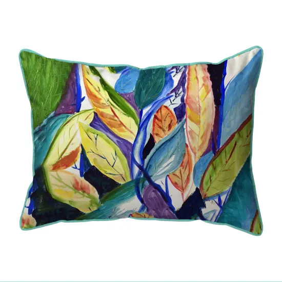 Betsy Drake Gold Leaves Large Indoor/Outdoor Pillow 16x20 Multicolor {1}