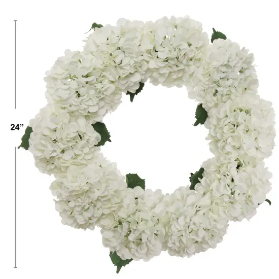 2-Pack: 24" White Hydrangea Wreath with Grapevine Ring Floral Home by Artificial Flowers {3}