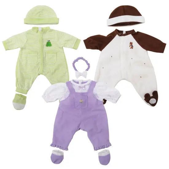 Kaplan Early Learning Company Soft and Loveable 20" Realistic Doll Clothes with Booties - Set of 3 {1}