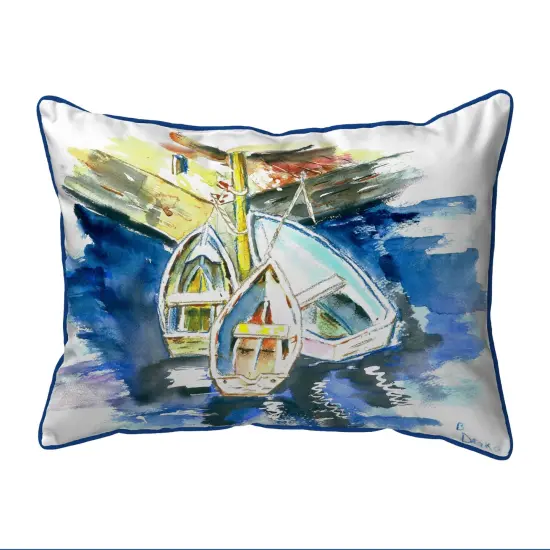 Betsy Drake Three Row Boats Extra Large 20 X 24 Indoor / Outdoor Pillow {1}