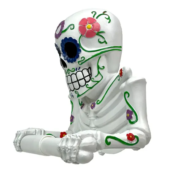 Smelly Skelly White Day of the Dead Sugar Skull Toilet Tissue Holder {4}