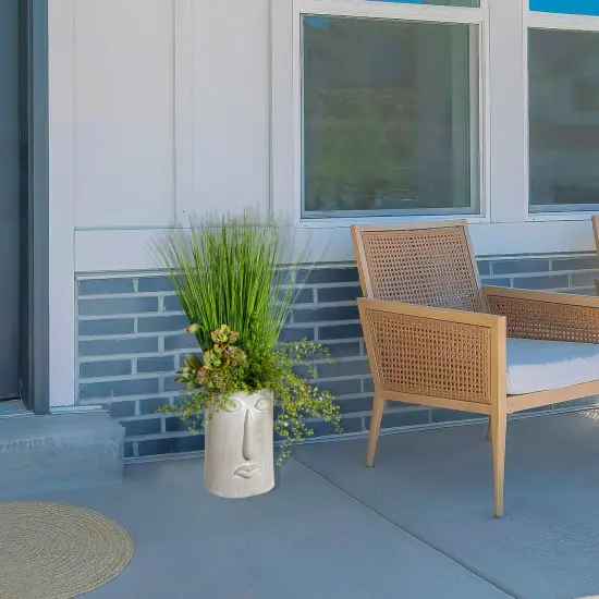 Northlight Large Abstract Face Ceramic Outdoor Garden Planter - 12.25" White {4}