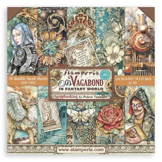 Stamperia Double-Sided Paper Pad 12"X12" 10/Pkg-Sir Vagabond In Fantasy World {1}