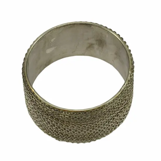 Silver Tone Link Chain Bangle Bracelet {3}