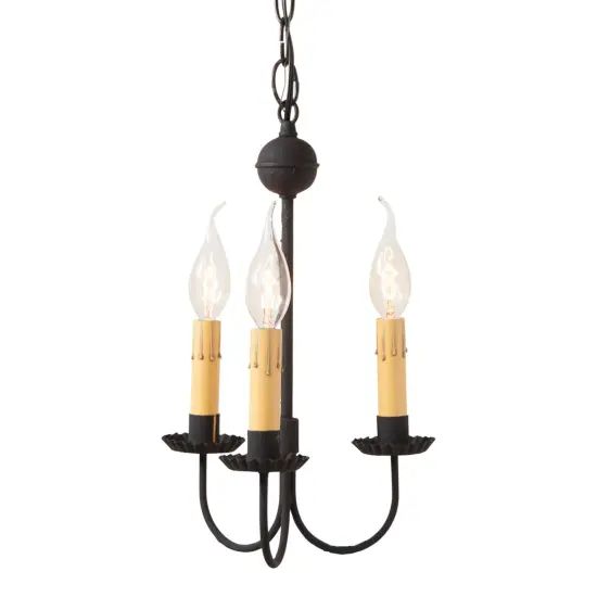 Small 3-Arm Primitive Chandelier in Textured Black {1}