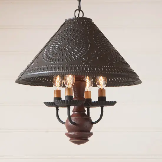 Wooden Homespun Shade Light in Plantation Red {3}