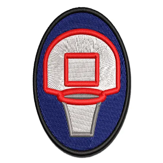 Basketball Hoop and Backboard Multi-Color Embroidered Iron-On or Hook & Loop Patch Applique {1}