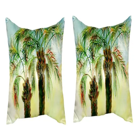 Pair of Betsy Drake Betsy&rsquo;s Palms No Cord Pillows 15 Inch X 22 Inch {1}