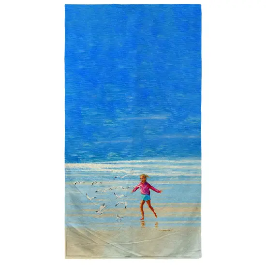 Betsy Drake Chasing Gulls Beach Towel Multicolor {1}