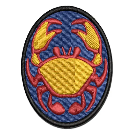 Crab Icon Multi-Color Embroidered Iron-On or Hook & Loop Patch Applique {1}