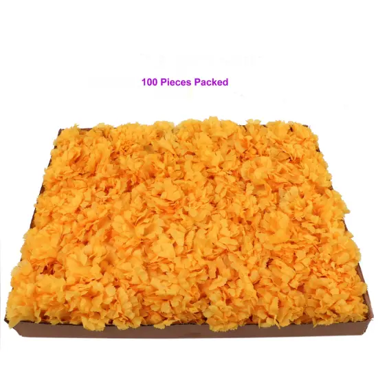 3.5" Easter Carnation Picks - Set of 100, Silk Flowers, Lifelike Artificial Blooms, Perfect for Wreaths, Bouquets & Centerpieces - Spring D&eacute;cor Accent, Floral Home by Artificial Flowers Gold {3}