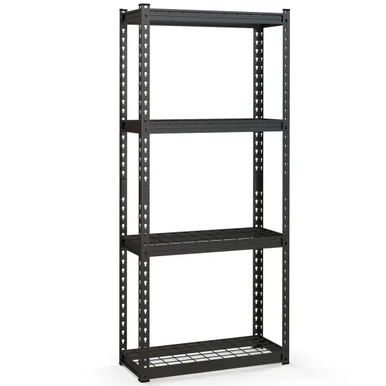 Costway 1/2/3/4 PCS 4-Tier Metal Shelving Unit Heavy Duty Wire Storage Rack with Anti-slip Foot Pads Black {7}