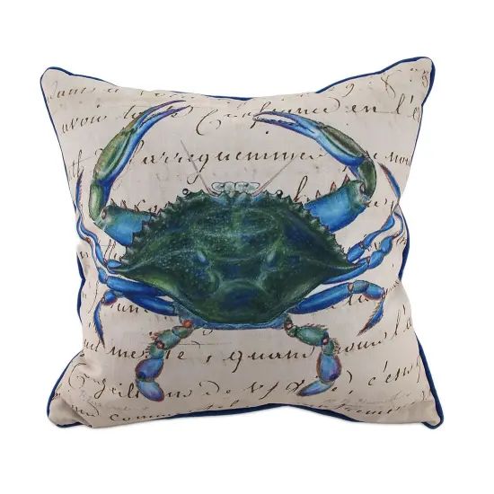 Betsy Drake Male Blue Crab Indoor/Outdoor Decorative Throw Pillow 18in. {1}