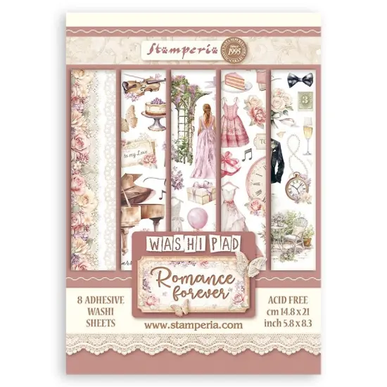 Stamperia A5 Washi Pad 8/Pkg-Romance Forever {1}