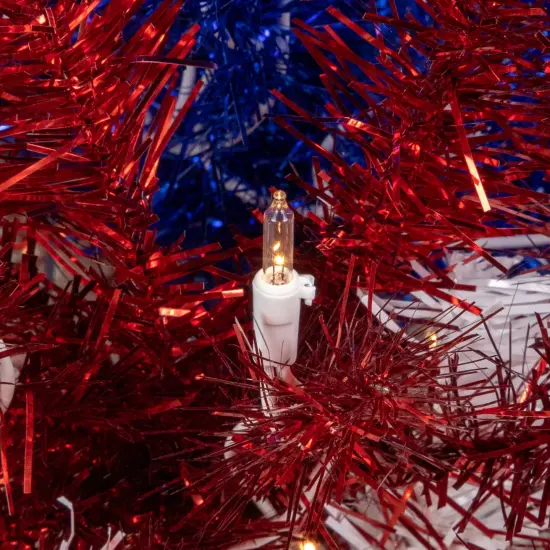 Northlight Pre-Lit Americana Tinsel Christmas Tree - 6' - Clear Lights Multi {7}