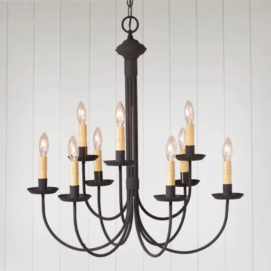 Irvin's Country Tinware 9-Arm Grandview Chandelier with Ecru Sleeves {3}