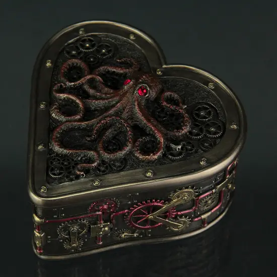 Heart Shaped Steampunk Octopus Trinket / Stash Box {3}