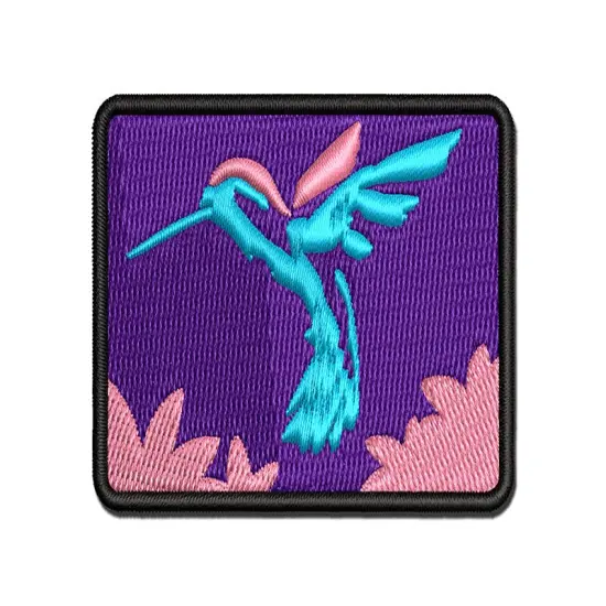 Hummingbird Sketch Multi-Color Embroidered Iron-On or Hook & Loop Patch Applique {1}
