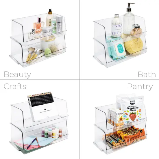 Smart Design Set of 2 Stackable Household Bin - 7 x 12.5 Inch - Clear {5}