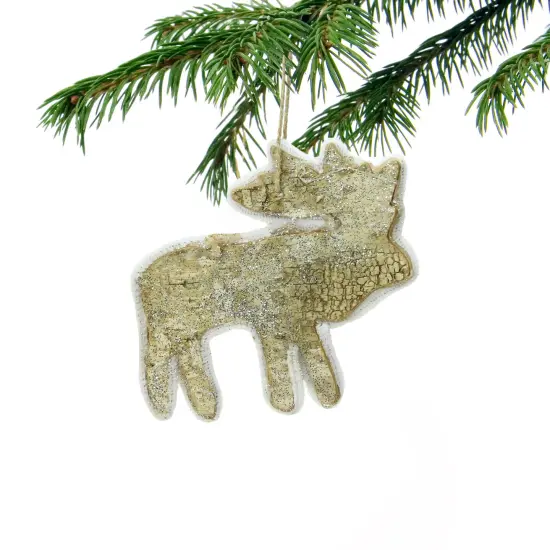 Gallerie II 5.25" Caribou Reindeer Silhouette Glittered Wood Christmas Ornament Brown {3}