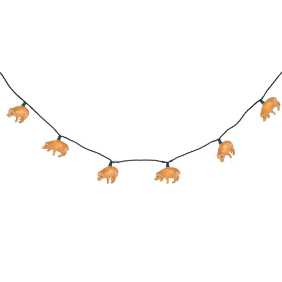 Northlight Pig Indoor Outdoor Patio Light Set - 6' Green Wire - 10ct Beige {5}
