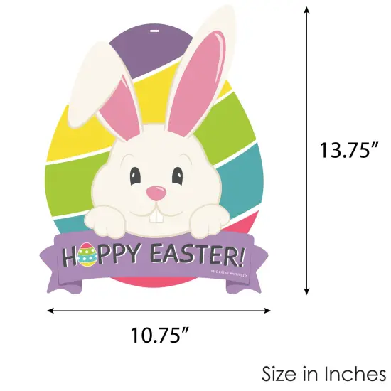 Big Dot of Happiness Hippity Hoppity - Hanging Porch Easter Bunny Party Outdoor Decorations - Front Door Decor - 1 Piece Sign {7}