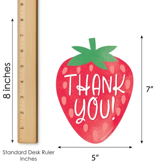 Big Dot of Happiness Berry Sweet Strawberry - Shaped Thank You Cards - Themed Birthday Party or Baby Shower Thank You Note Cards with Envelopes 12 Ct {7}