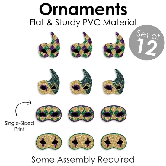 Big Dot of Happiness Mardi Gras - Masquerade Decorations - Tree Ornaments - Set of 12 {6}