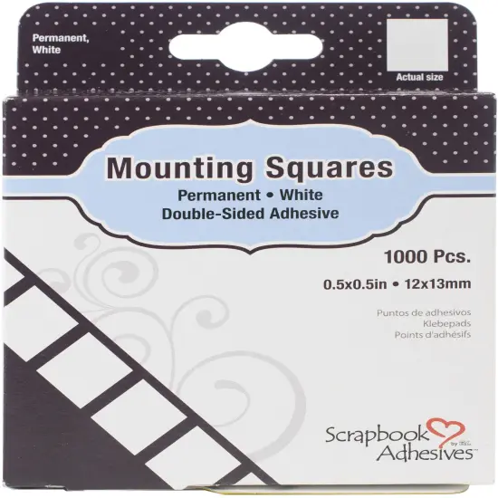 Scrapbook Adhesives Mounting Squares 1000/Pkg-Permanent, White, .5"X.5" {1}
