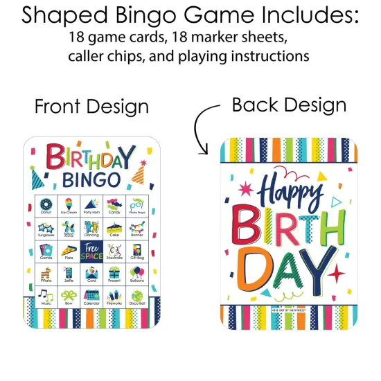 Big Dot of Happiness Cheerful Happy Birthday - Picture Bingo Cards and Markers - Birthday Party Bingo Game - Set of 18 {4}