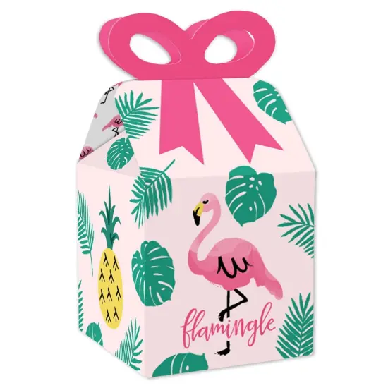 Big Dot of Happiness Pink Flamingo - Party Like a Pineapple - Square Favor Gift Boxes - Tropical Summer Party Bow Boxes - Set of 12 {1}