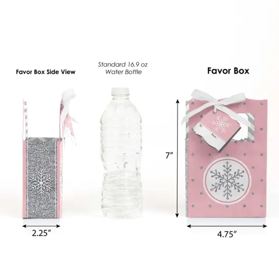 Big Dot of Happiness Pink Winter Wonderland - Holiday Snowflake Birthday Party Favor Boxes Gift Bags - Set of 12 {3}